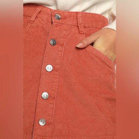 NWOT Free People Ray Cotton Corduroy a line  Mini skirt color Myrrh Rust - Picture 4 of 15